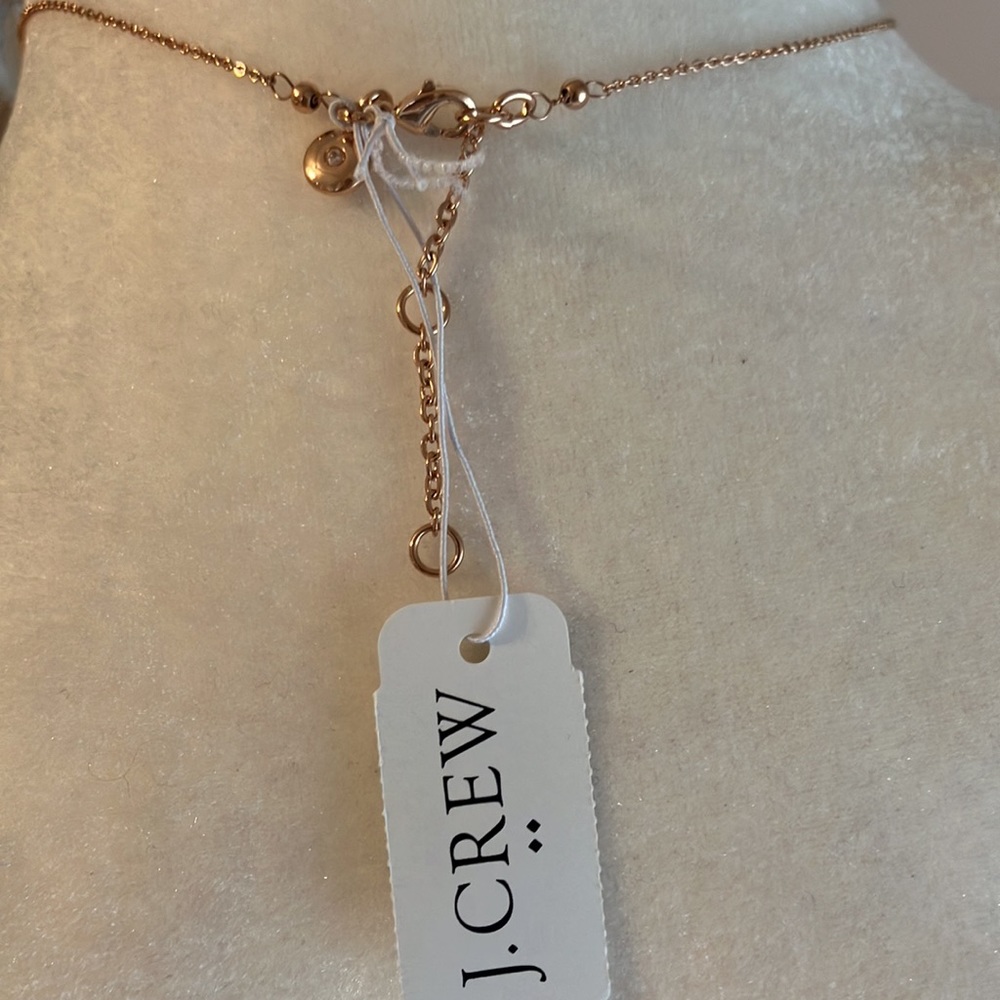 J Crew rose gold delicate double tassel pendant long chain necklace NWT - Picture 5 of 7